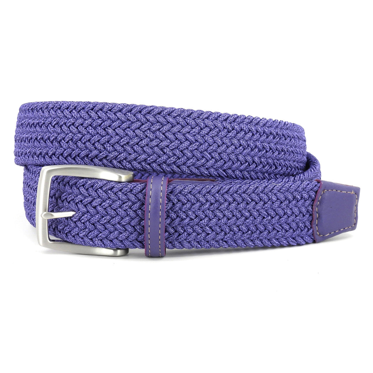 Purple Braided Melange Italian Rayon Elastic Casual Belt