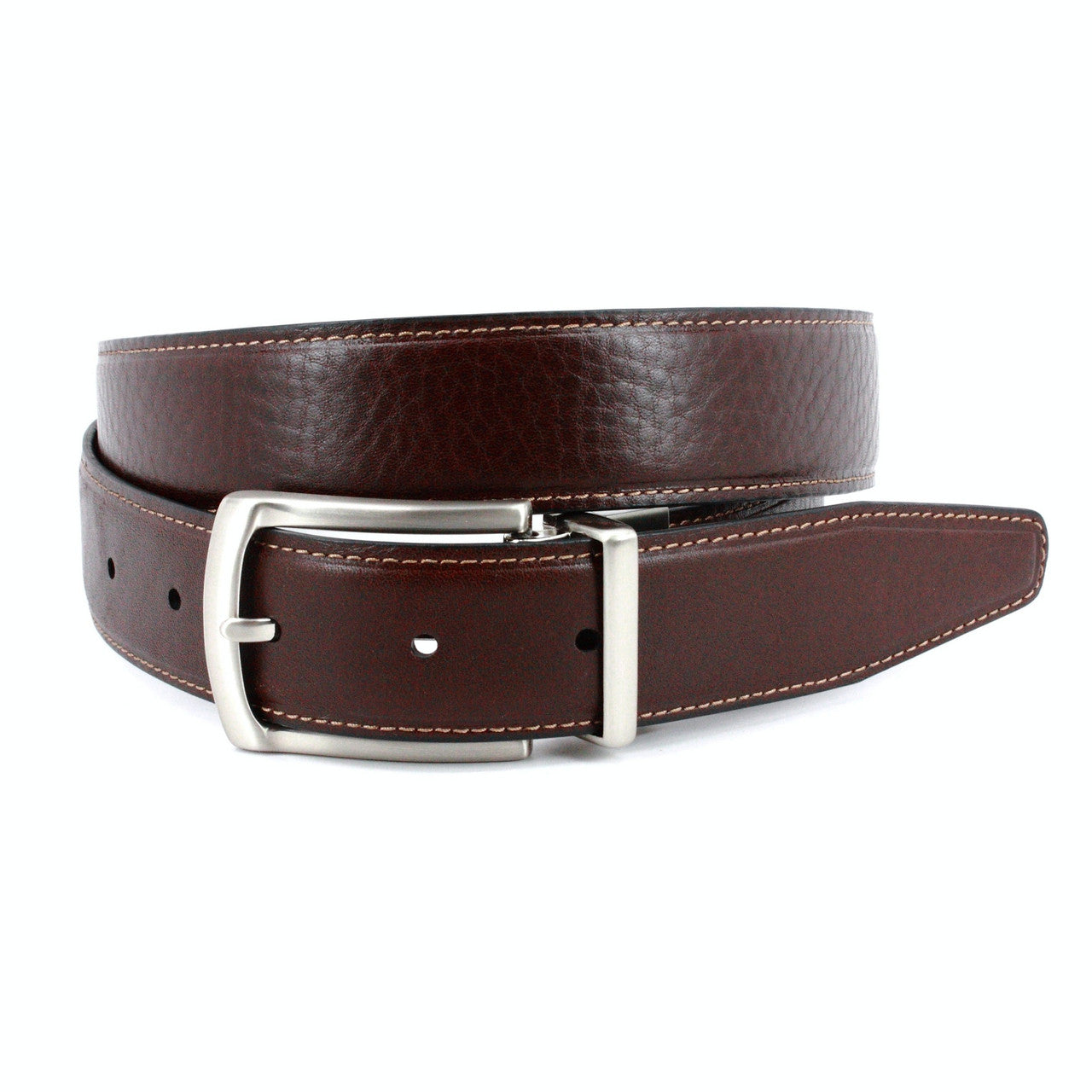 Pebbled Veal to Burnished Veal - Reversible Belt Cognac to Black