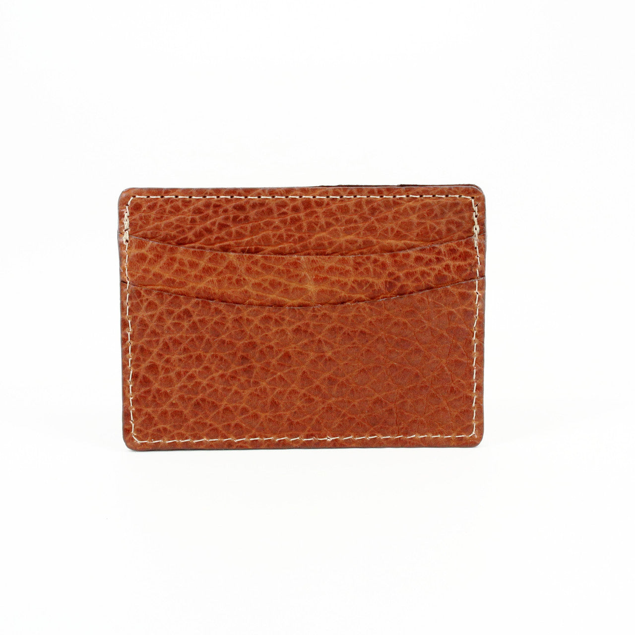 Genuine American Bison Leather Card Case in Saddle Tan