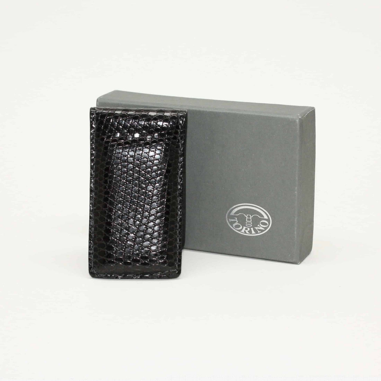 Black Genuine Lizard Magnetic Money Clip