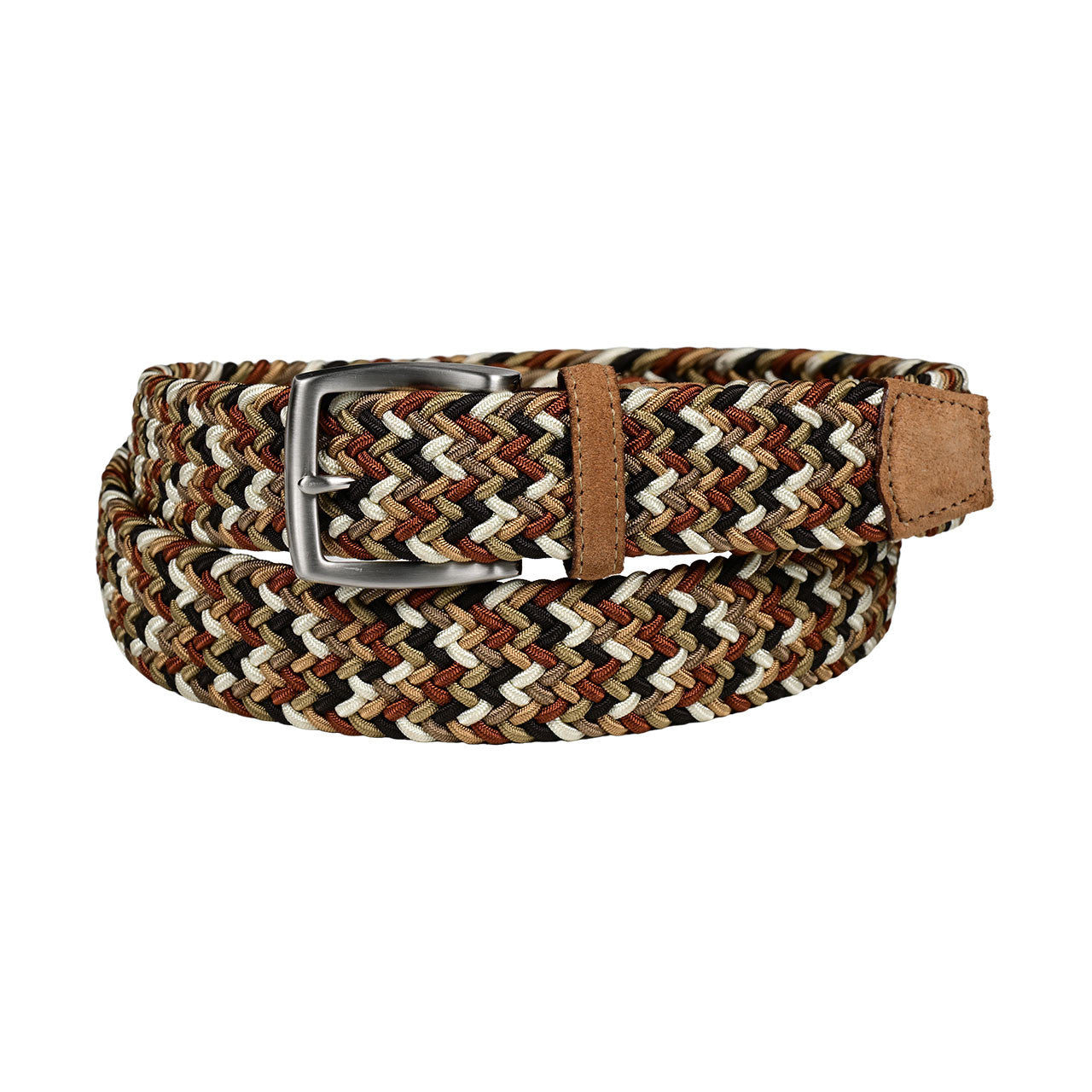 Italian Woven Rayon Stretch with Suede Tabs Casual Belt in Wild Sunset Tan by Torino Leather