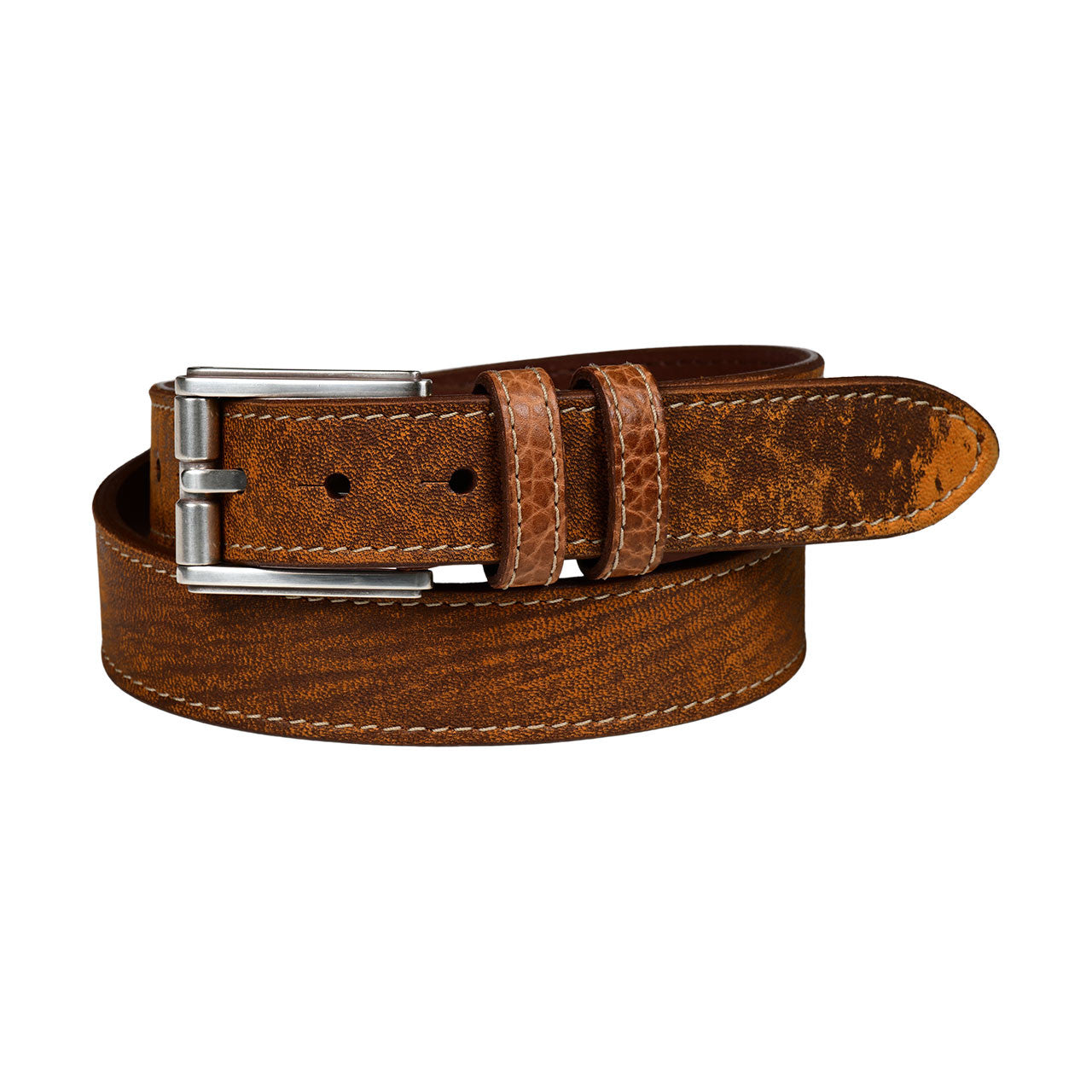 Rough Rider Sheep Skin Belt with Self Tabs in Whiskey by Torino Leather