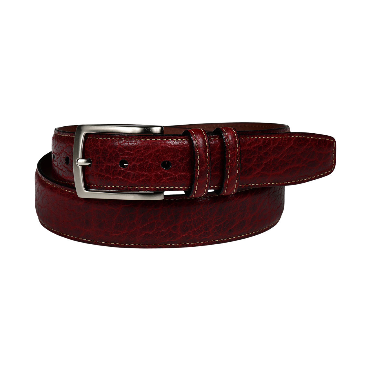 Genuine American Bison Leather Belt in Black Cherry by Torino Leather