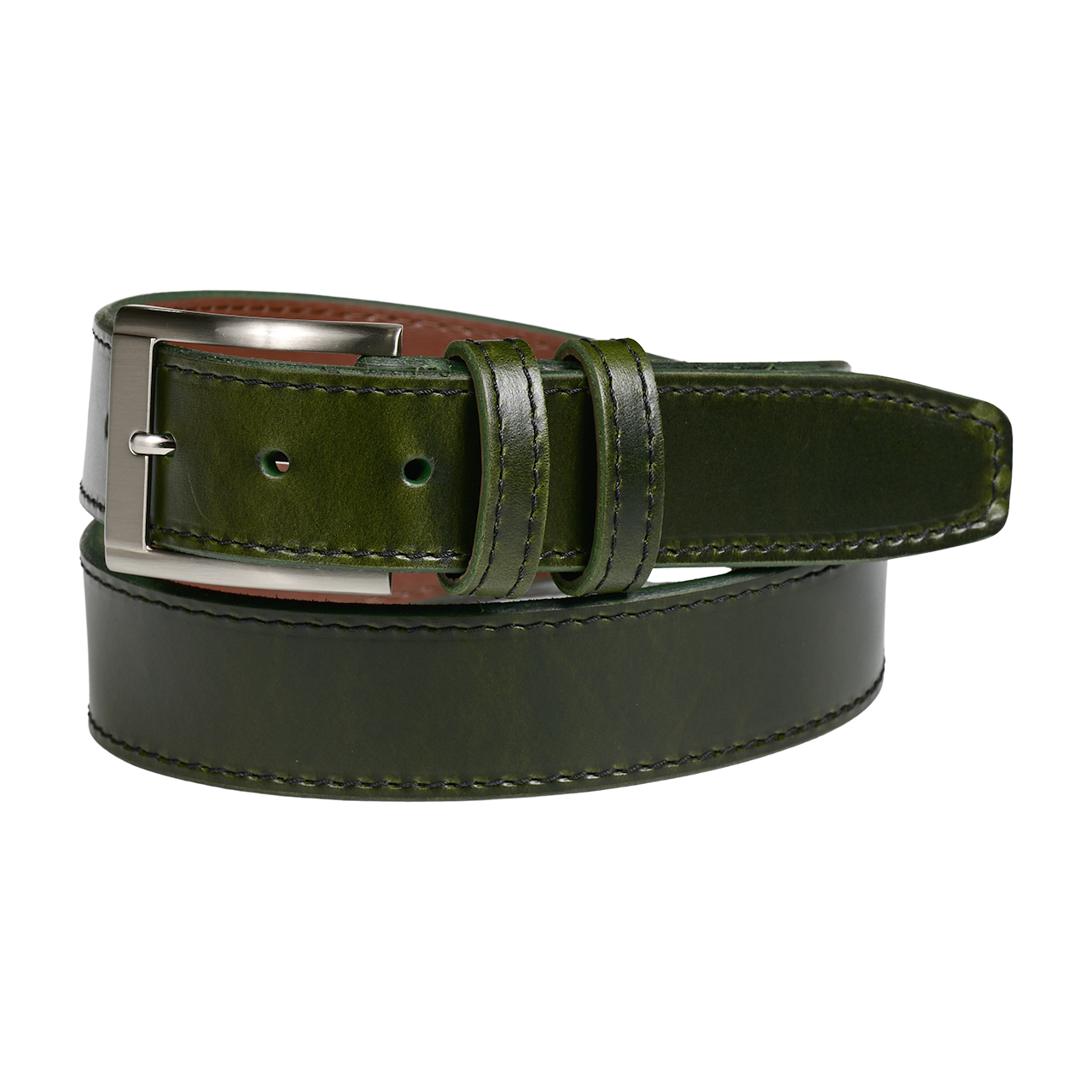 Slab Stitched Casual Belt in Kelly Green by Torino Leather
